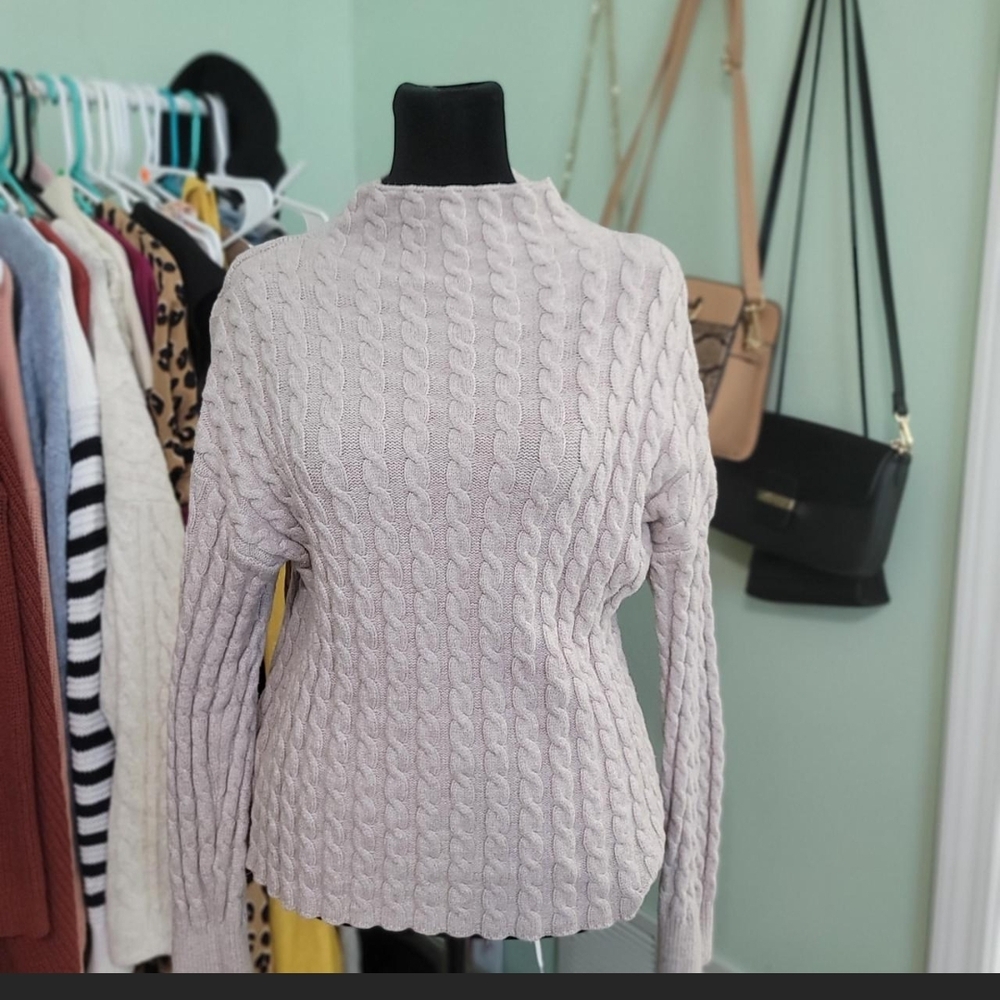 Philosophy Light Pink Cable Knit Turtleneck Sweater